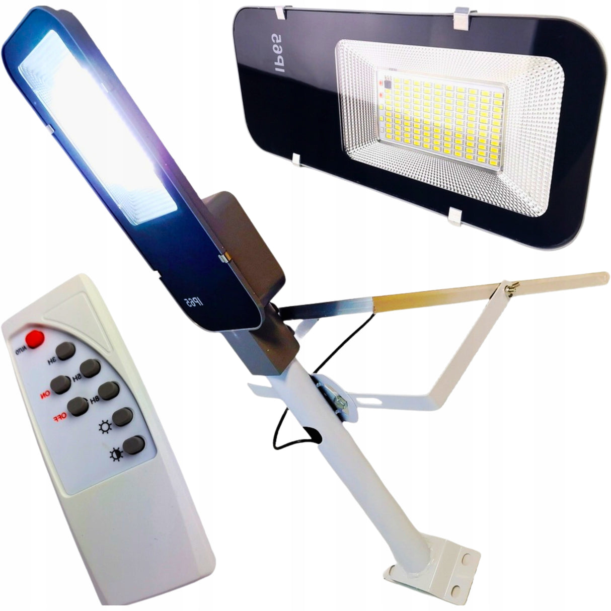 MOCNA LAMPA SOLARNA DIOD LED ŚCIENNA ULICZNA PILOT IP65 7000K COB OGRÓD1szt
