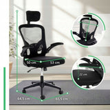 Fotel Obrotowy Biurkowy z Regulacją Materiałowy Ergonomiczny Czarny 126cm