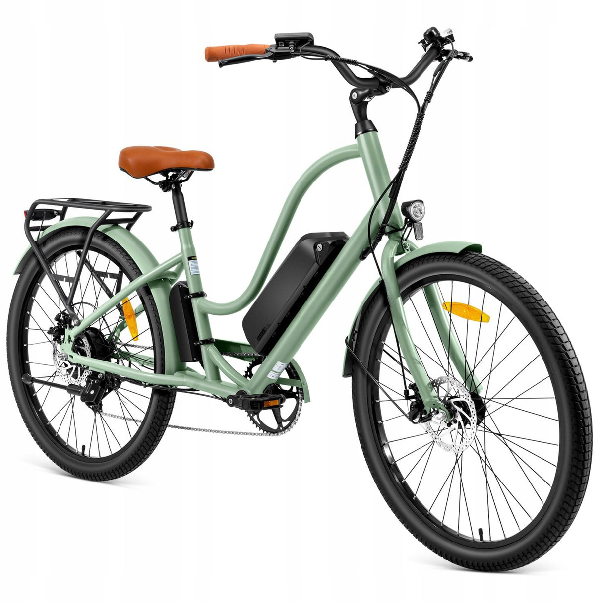 Rower Elektryczny Trekkingowy Zielony 250W 36V 15.6Ah 25km/h Koło 26" Cali