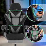 Fotel Obrotowy Biurowy Gamingowy Podnóżek Ergonomiczny Regulowany Czarny