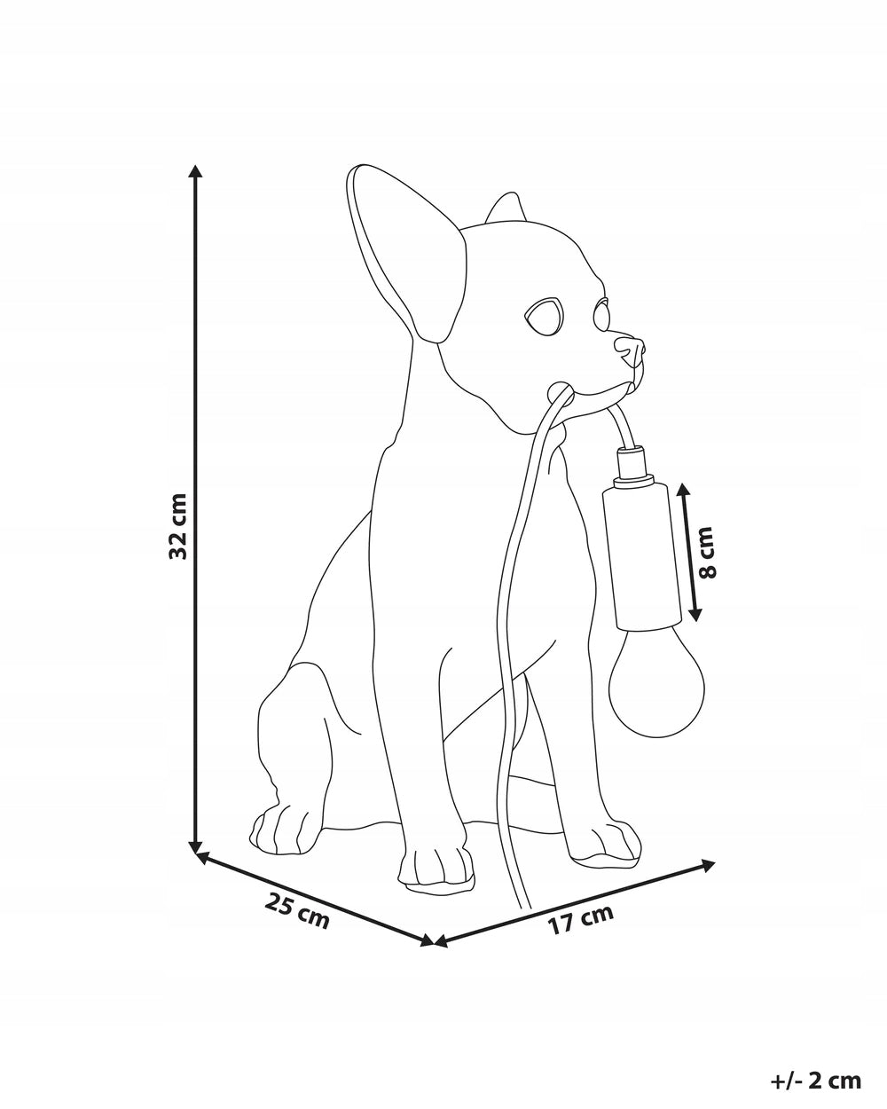Lampa Złoty Pies Stołowa Funkcjonalna Lampka Elegancka Chihuahua Złota 32cm