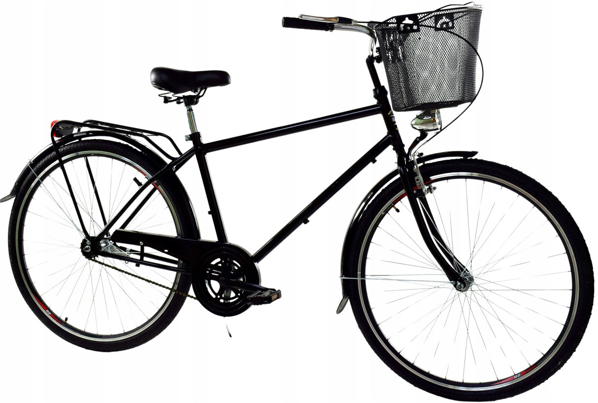 Rower Retro Miejski Koła 28" Męski Stalowa Rama + Koszyk GRATIS Czarny