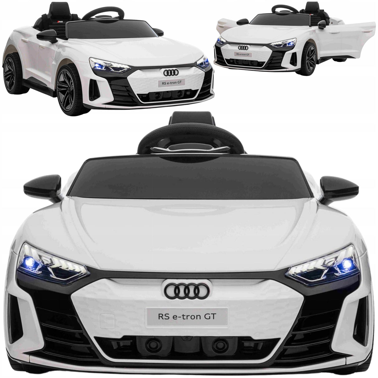 Audi E-Tron RS GT Autko na Akumulator Skóra Biały 12V 7Ah 90W dla Dziecka