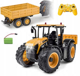 Traktor z Przyczepką Ciągnik Zdalnie Zabawkowy Żółty Sterowany Pilotem RC