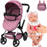 Wózek dla Lalek w Gwiazdki Spacerowy + Lalka Interaktywna Duża 41 cm ZESTAW