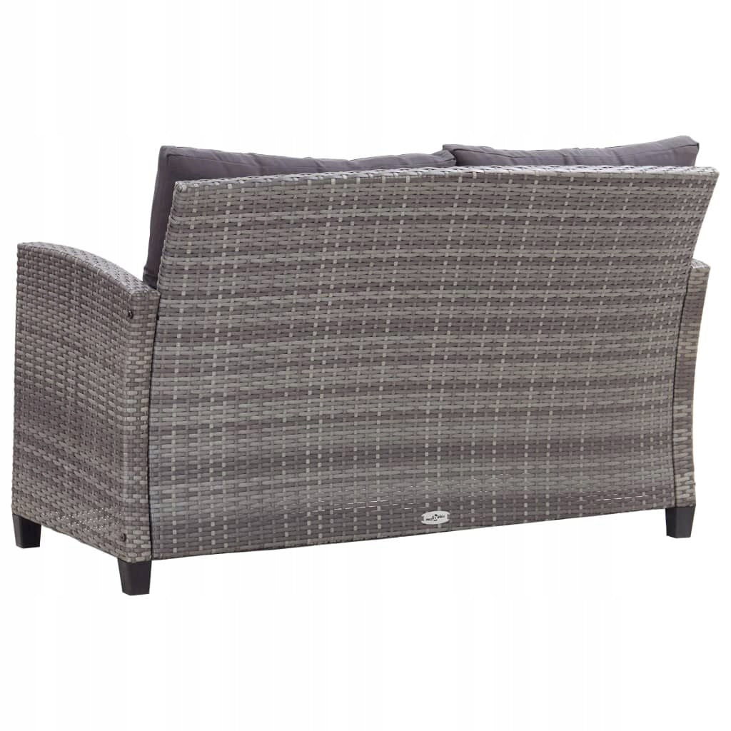 Sofa Ogrodowa Dwuosobowa z Poduszkami Szara Rattan PE 124x74x78 cm