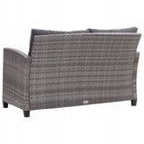 Sofa Ogrodowa Dwuosobowa z Poduszkami Szara Rattan PE 124x74x78 cm
