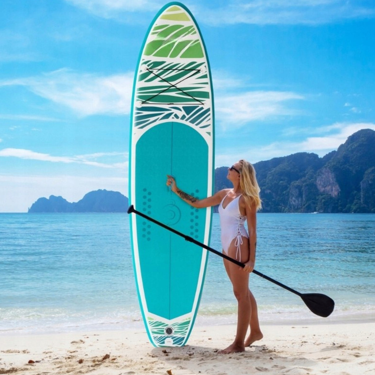 Deska Wiosłowa Stand Up Paddle Namuchiwana z Akcesoriami Niebieska do 150KG