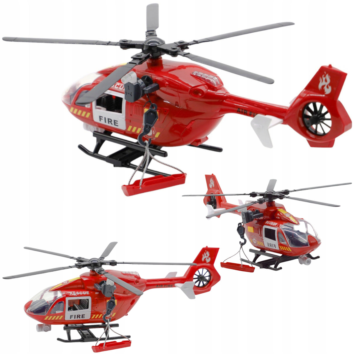 Helikopter Ratunkowy Śmigłowiec Efekty Świetlne Dźwięk Zabawka z Hakiem