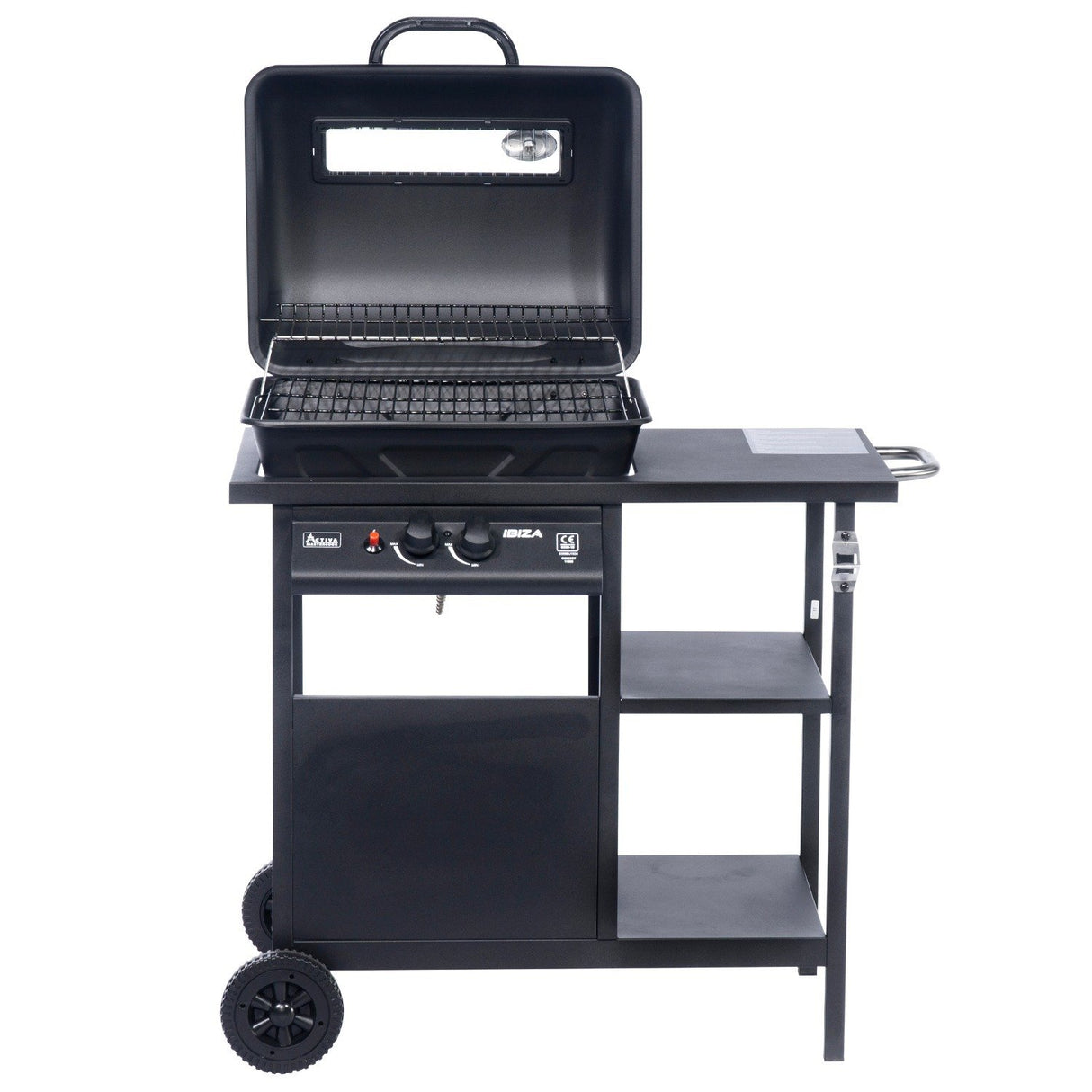 Grill Gazowy Reduktor i Wąż w Zestawie Activa Czarny 2-Palnikowy 5,4 kW