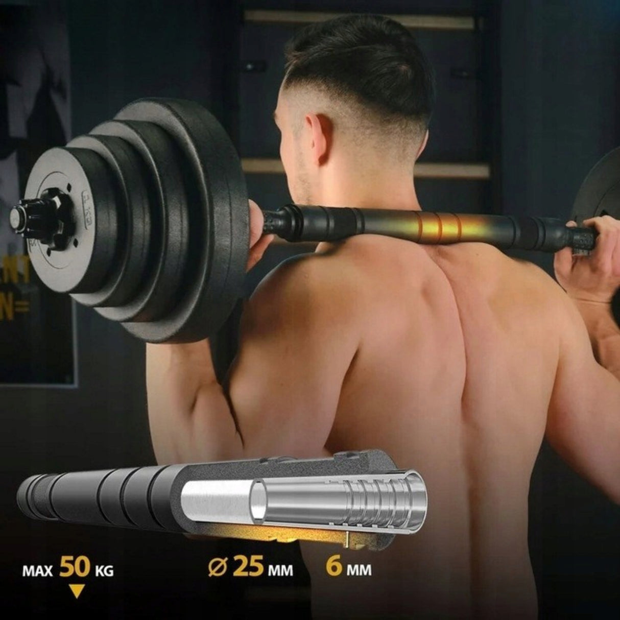 Hantle Bitumiczne Regulowane z Gryfem Zestaw Hantli 2x10kg 20kg Obciążenia