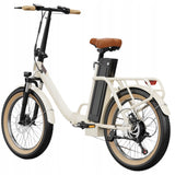 Rower Elektryczny w Stylu Retro Biały Miejski 250W 48V 17Ah Koło 20" Cali