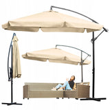 Parasol Ogrodowy Z Wysięgnikiem Składany Regulacja Wysokości 350Cm Beżowy