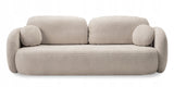 Sofa Rozkładana z Pojemnikiem na Pościel Obły Kształt Boucle Beżowa 238x101
