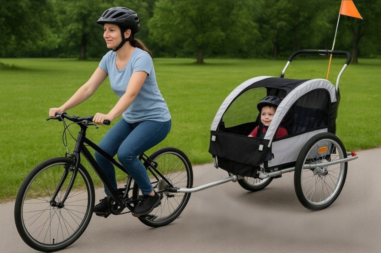 Przyczepka Rowerowa Transportowa Jogger do Roweru 2 Osobowa 3w1 dla Dzieci
