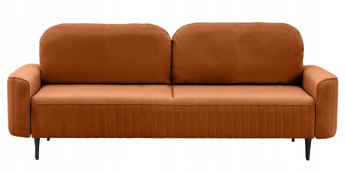 Sofa Rozkładana z Pojemnikiem na Pościel Welurowa Miedziana 244x102 cm