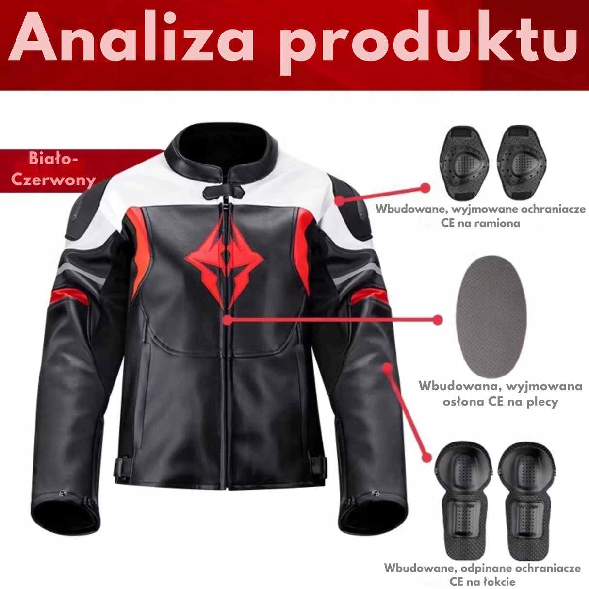 Motocyklowa Kurtka Skórzana Odporna Czarna Wodoodporna Wiatroszczelna XL