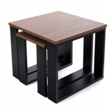 Zestaw 2 Stoliki Kawowe Loft Retro Dąb Brown Craft Kwadrat 2 Poziomy 60x60