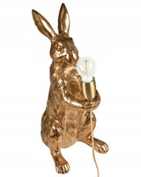 Lampa Złota Stołowa w Kształcie Królika Bugsa Elegancka Lampka Mosiądz