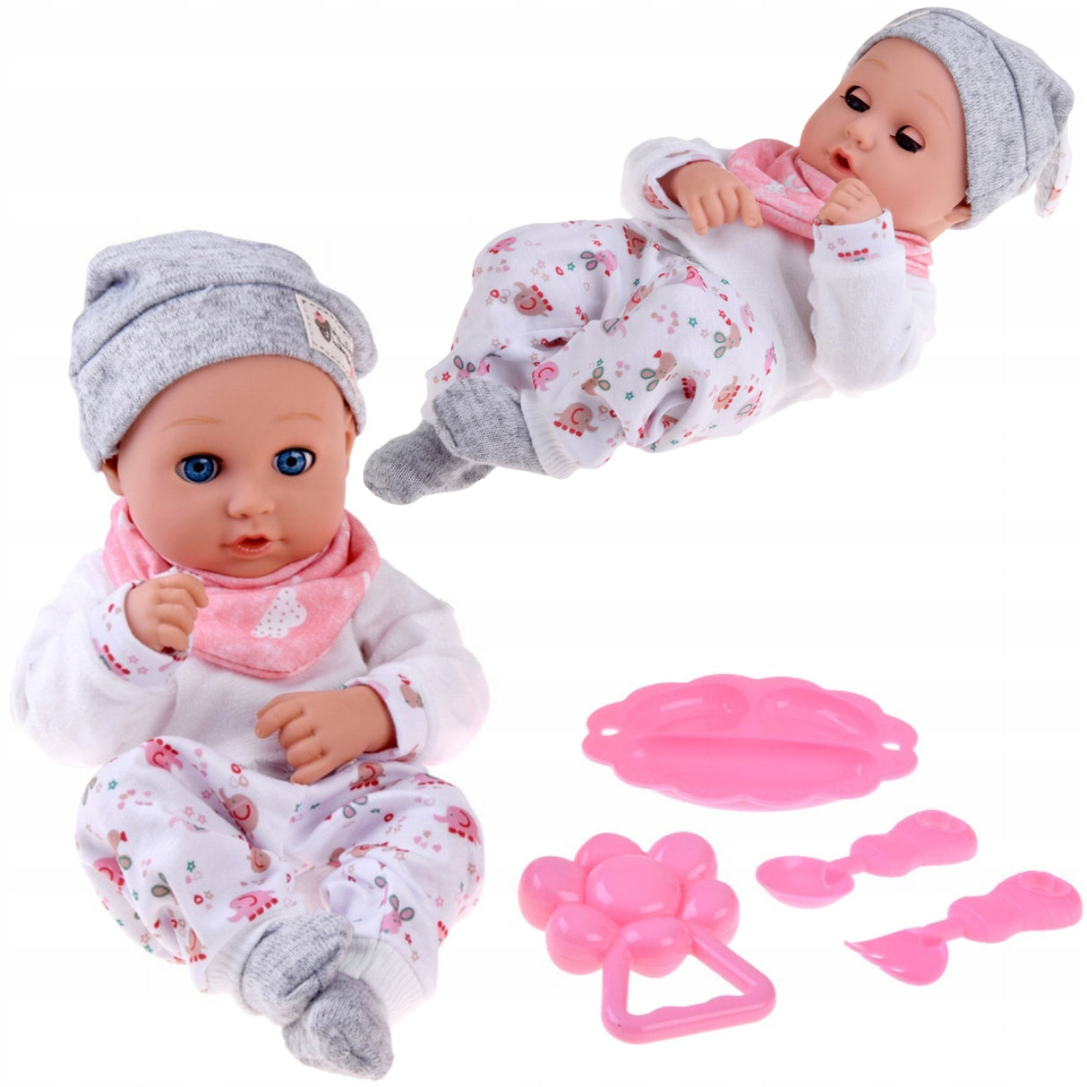 Lalka z Ruchomymi Oczkami Bobas 32 cm Akcesoria do Karmienia Niemowlak