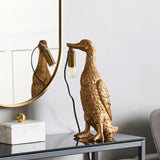Lampa Złota Kaczka Stołowa Elegancka Lampka w Kształcie Kaczki 37cm Mosiądz