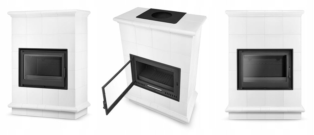 Piec Kominek Kaflowy Ceramiczny Piecyk Koza Biały 13kW Obudowa Kominkowa
