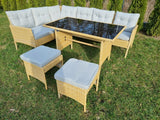 Zestaw Mebli Ogrodowych technorattan Garden beżowy 5 el. Komplet POVES