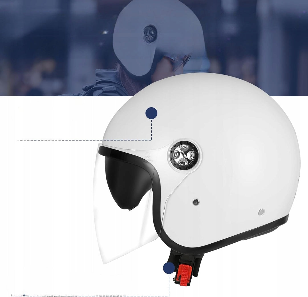 Kask Motocyklowy Safety Pro Rozmiar L Biały Zapięcie Mikro Regulowane 1330g