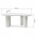 Stolik Kawowy Ryflowane Nóżki Obłe Kształty Blatu Elegancki Biały 110x60 cm