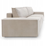Sofa Rozkładana z Pojemnikiem na Pościel Sztruksowa Jasnobeżowa 257x102cm