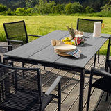 Duży Stół Ogrodowy z Blatem Polywood Aluminiowy 8 Osobowy 180cm Szary