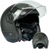 Kask Motocyklowy Elegancki Premium Czarna Skóra Nox Czarny XL