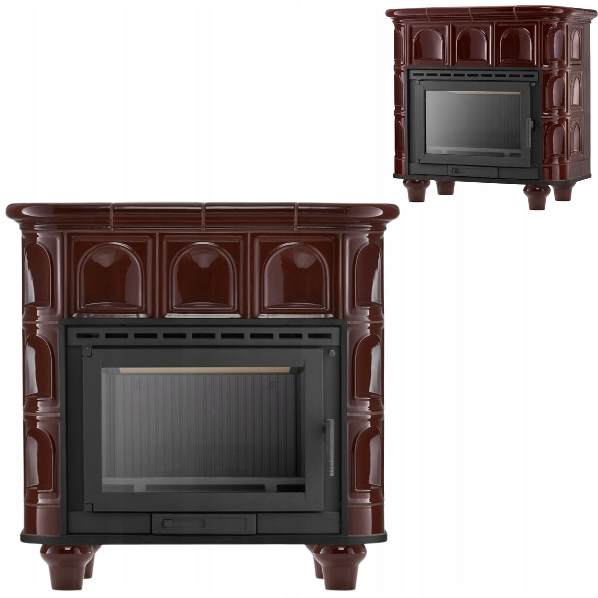 Piecyk Kominek Kaflowy Piec Koza Żeliwny BROWN 13kW Stalowy Ceramiczny