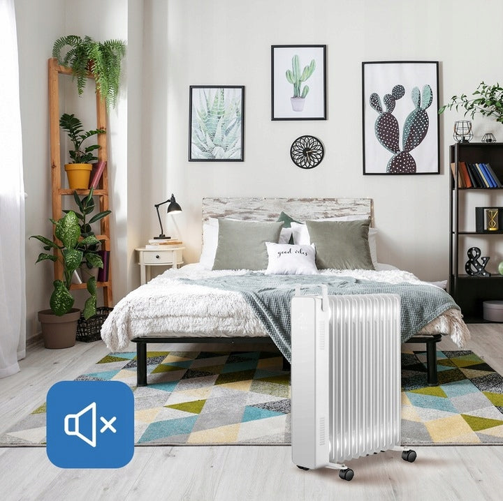 Grzejnik Elektryczny Energooszczędny Olejowy 11 Żeber 2500 W z Termostatem
