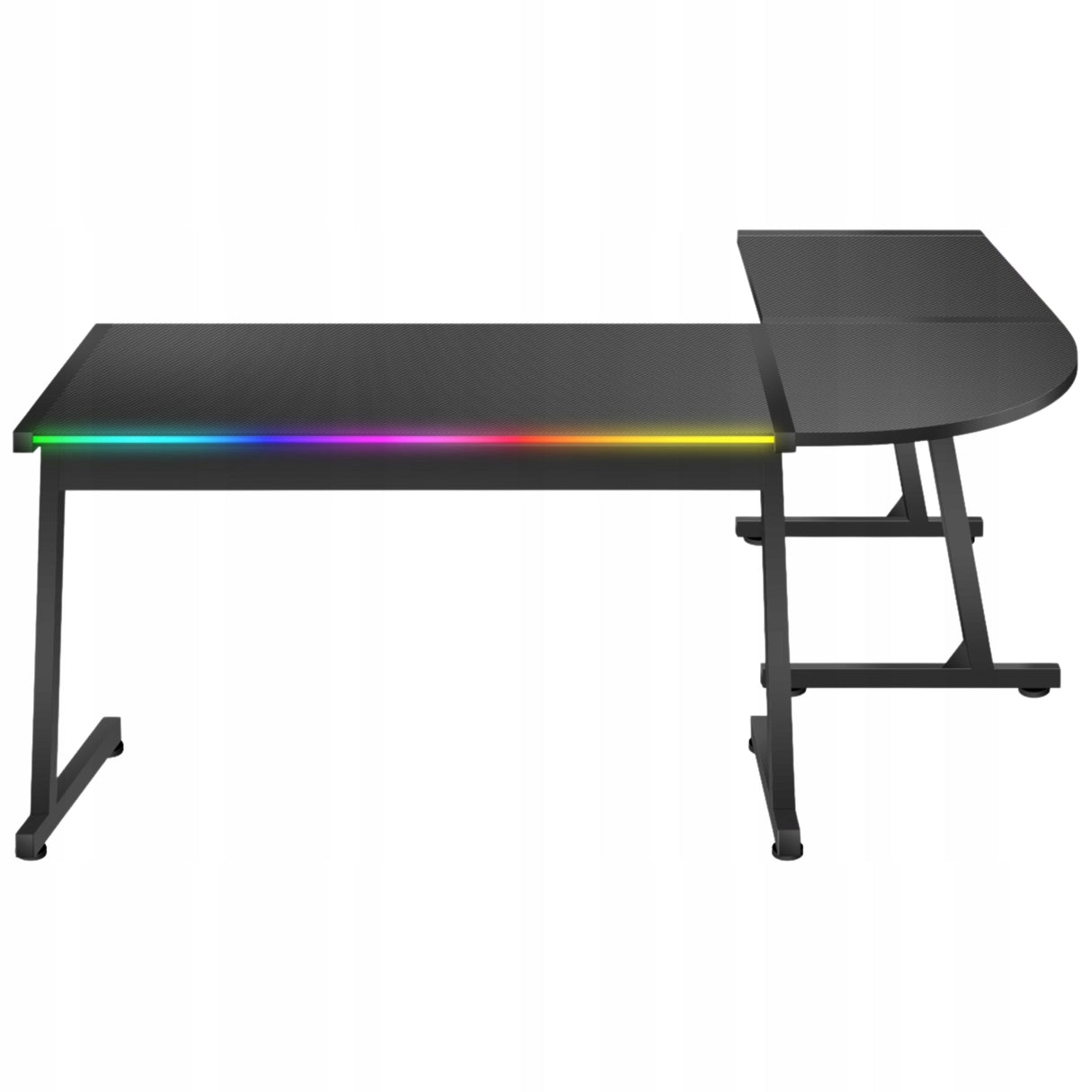 Biurko Gamingowe Młodzieżowe Narożne RGB LED Pilot Dwustronne L/P Czarne
