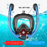 Maska do Snorkelingu Nurkowania Pełno-twarzowa z Dwoma Rurkami Rozmiar L/XL