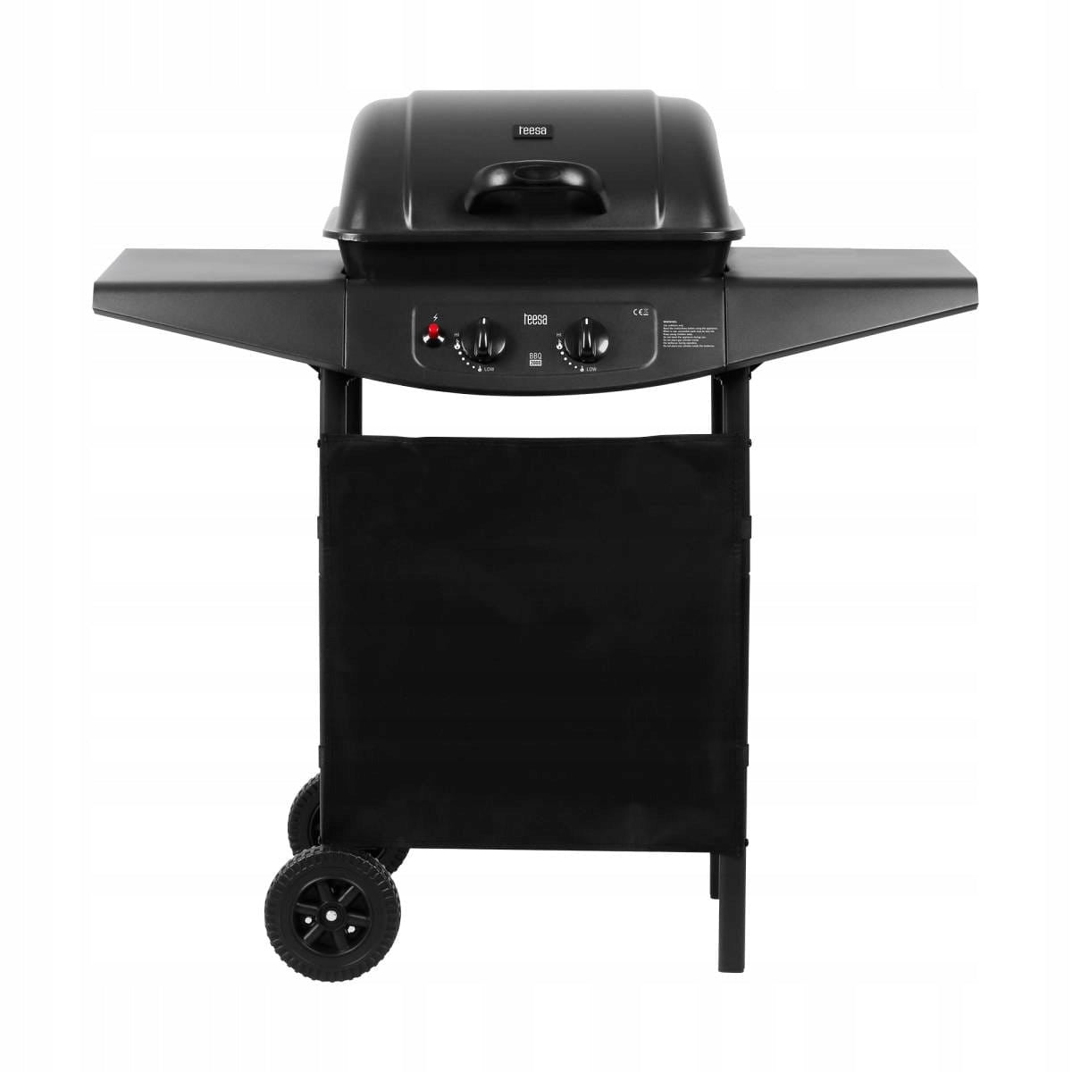 Grill Gazowy Czarny Kompaktowy Teesa BBQ 2000 2 palniki 5 kW TSA0080