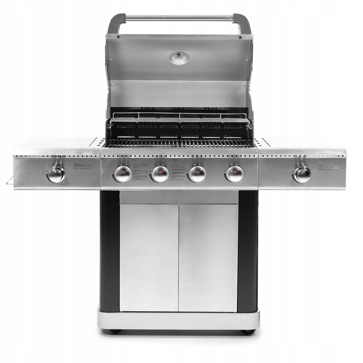Grill Gazowy Ogrodowy z Kuchenką Boczną 5 Palnikó +Pokrowiec Srebrny 22,5kW