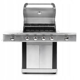 Grill Gazowy Ogrodowy z Kuchenką Boczną 5 Palnikó +Pokrowiec Srebrny 22,5kW