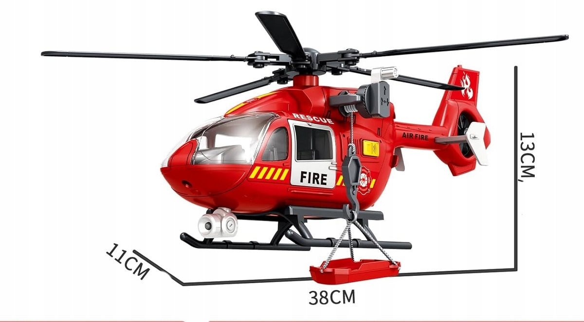 Helikopter Ratunkowy Śmigłowiec Efekty Świetlne Dźwięk Zabawka z Hakiem