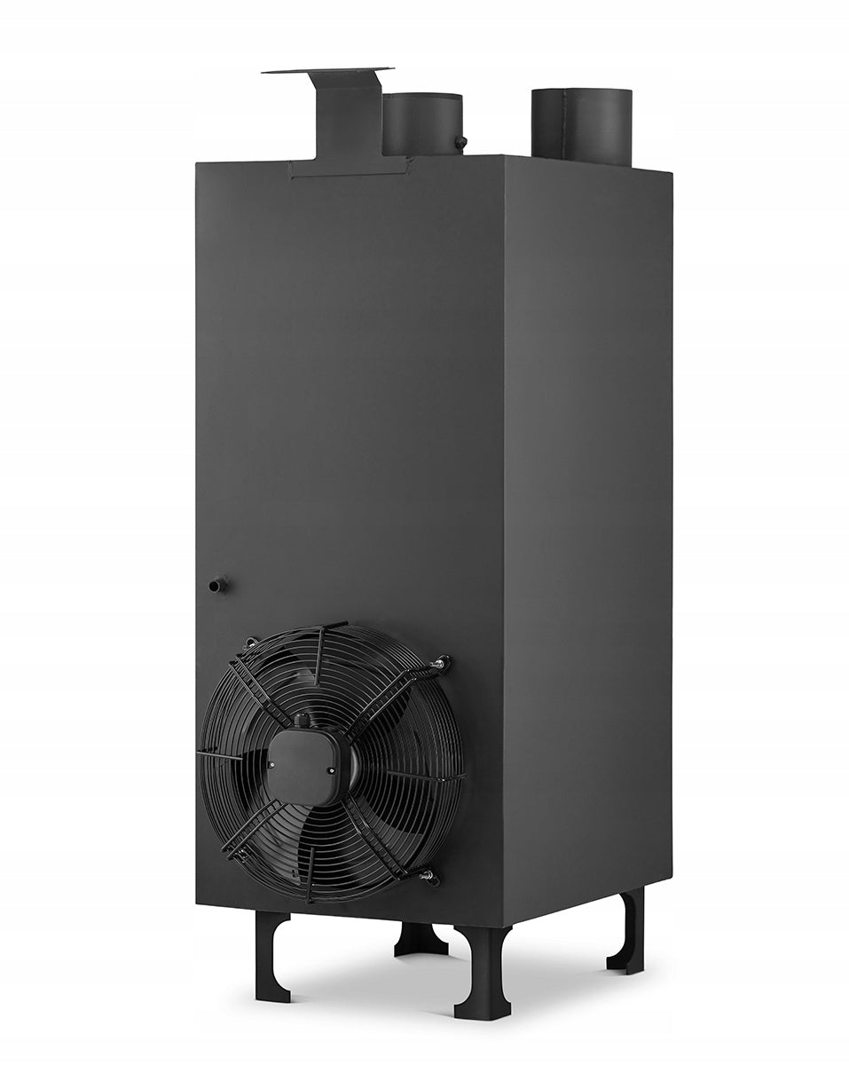 Piec z Nadmuchem Nadmuchowy Grzewczy Piecyk Żeliwny Czarny Stalowy 25kW