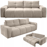 Sofa z Funkcją Spania i Pojemnikiem Beżowa Tkanina Perfect Harmony 59