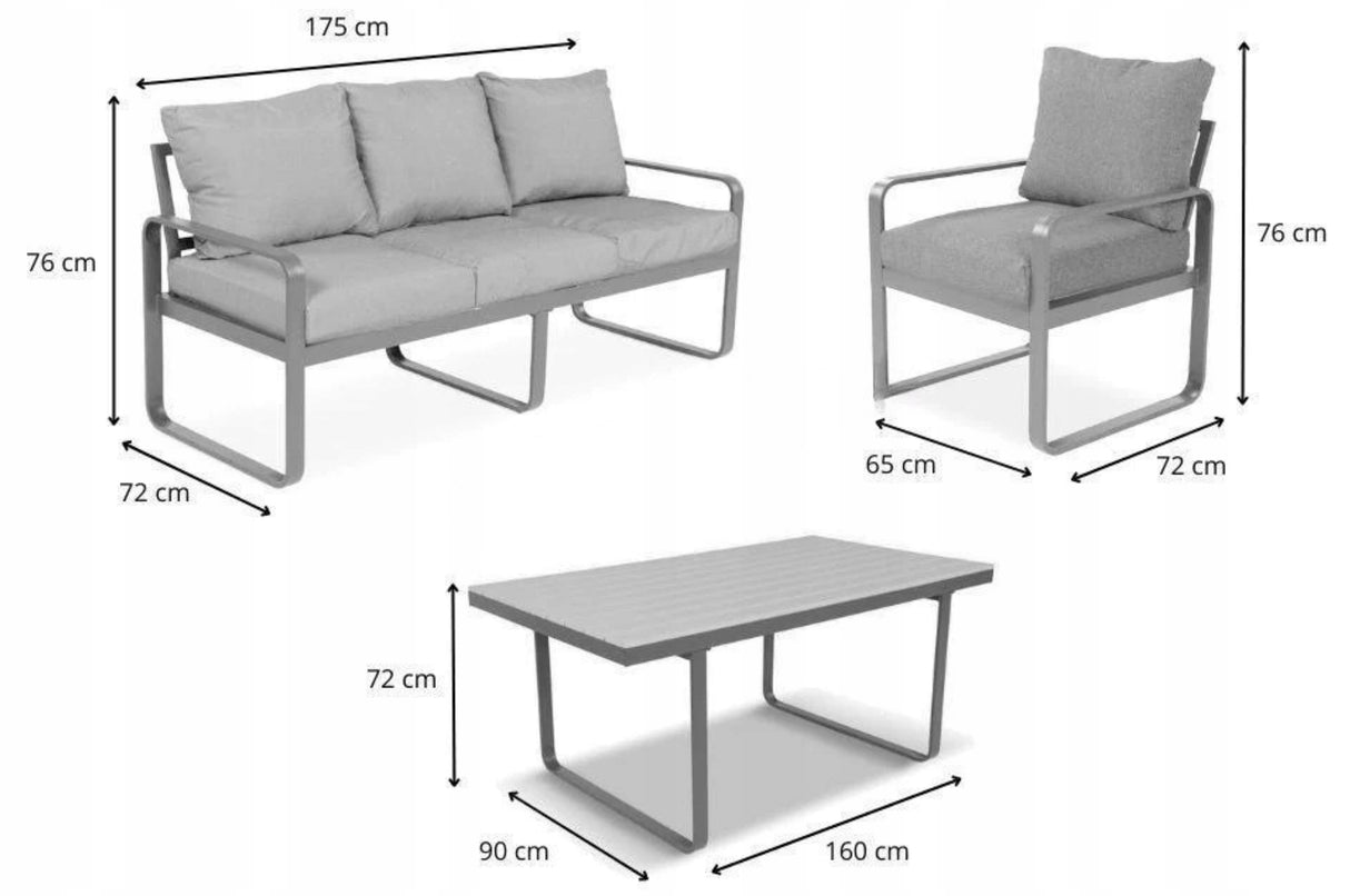 Meble Ogrodowe Zestaw dla 8 Osób 2xSofy 175 cm 2xFotele Stół Obiadowy 160cm