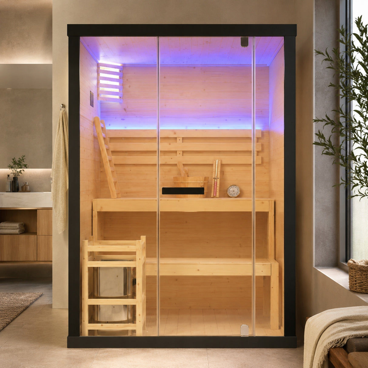 Sauna Narożna Osobowa Narożna na Dwie Osoby Czarna Fińska Nordica Pure