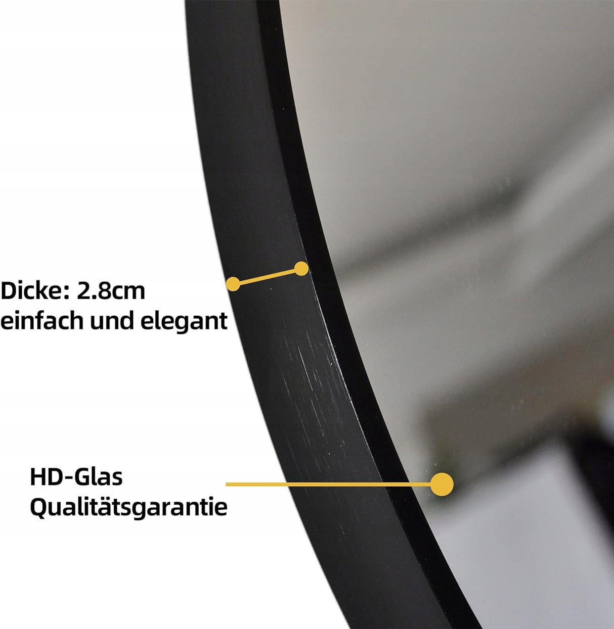 Nowoczesne Lustro Okrągłe Stylowe Łazienkowe Salon Sypialna 50cm Czarne