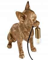 Lampa Złoty Pies Stołowa Funkcjonalna Lampka Elegancka Chihuahua Złota 32cm