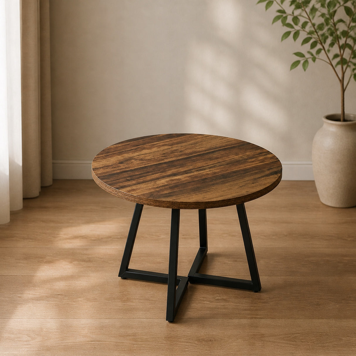 Stół Jadalniany HOGA-J0409 84x84x74 cm Czarno Brązowy Płyta MDF Solidny