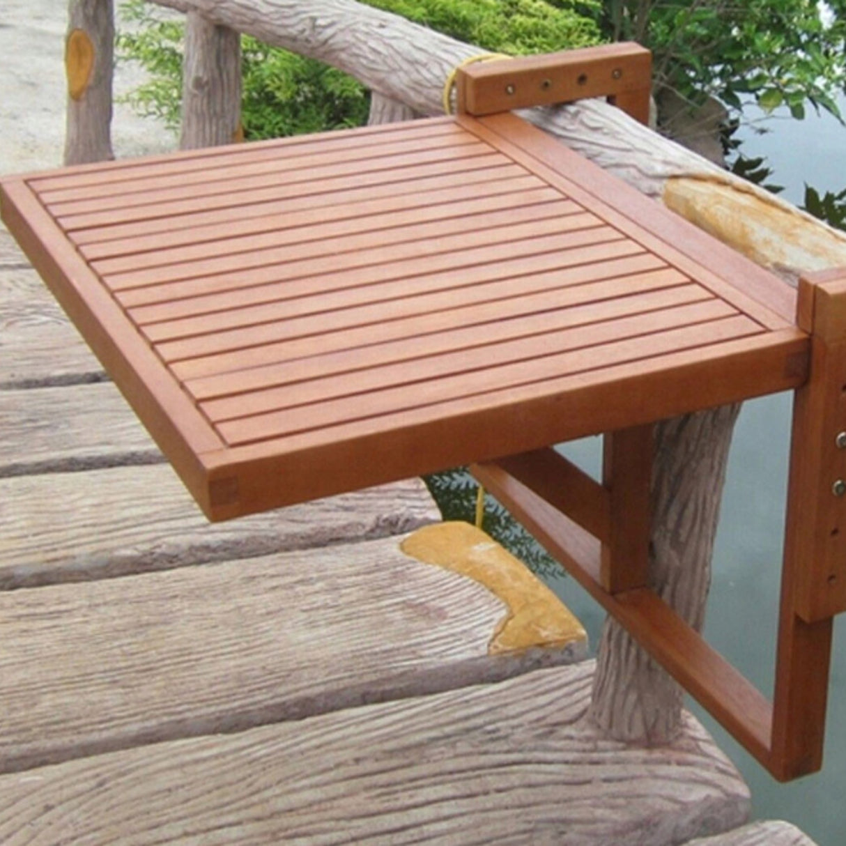 Stolik Balkonowy Wiszący Barkeley 985089 64x65x44/52cm Brązowy Eukaliptus