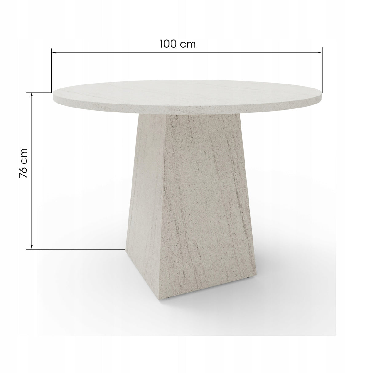 Stół do Jadalni z Kamiennym Dekorem Elegancki Ipanema Biała Solidna 100 cm