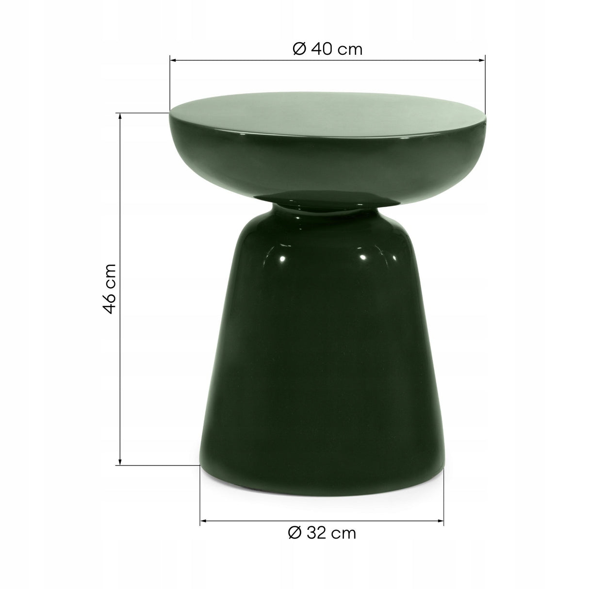 Stolik Boczny Tlenek Magnezu Wytrzymały Oliwkowo-Zielony Glossy 40 cm